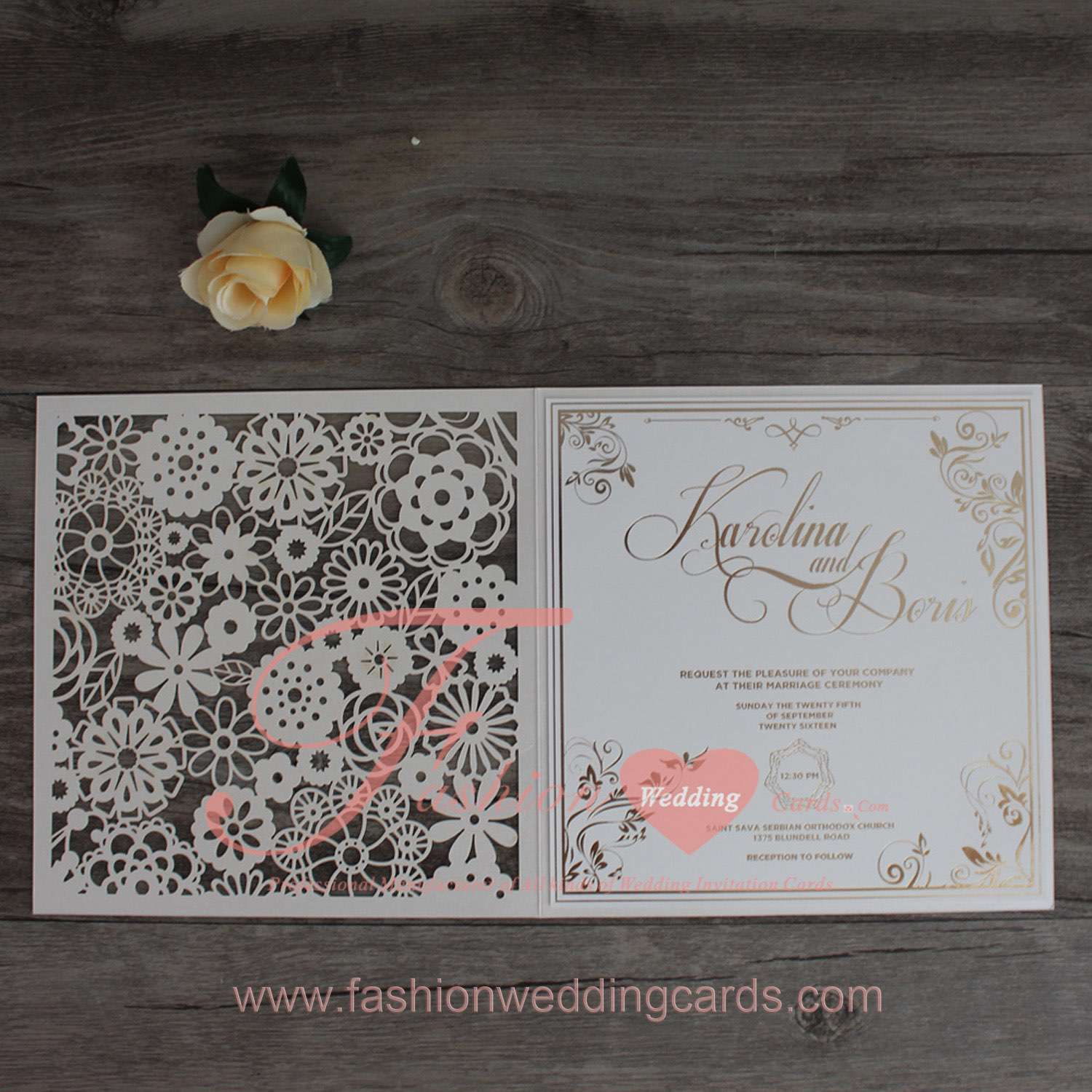 Floral Laser Cut Stationary Wedding Invitations Designs